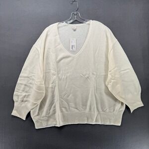 A New Day Cream V Neck Oversized Balloon Sleeve‎ Sweater Plus Size 4X